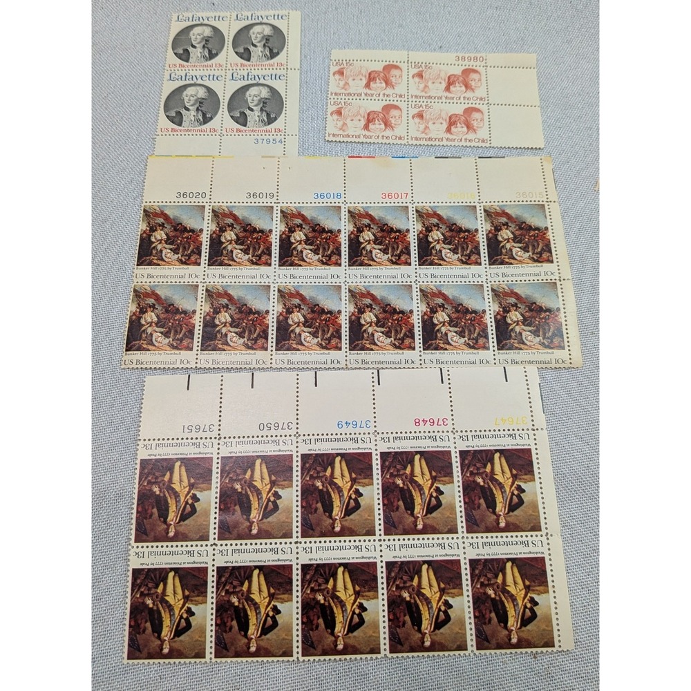 USPS Bicentennial Stamp Blocks Lot 30pc Multi Excellent Plate Numbers MNH 1970s